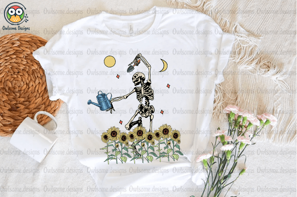 Funny Skeleton Gardening T-Shirt Design