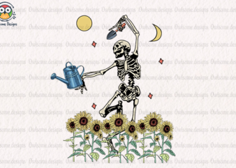 Funny Skeleton Gardening T-Shirt Design