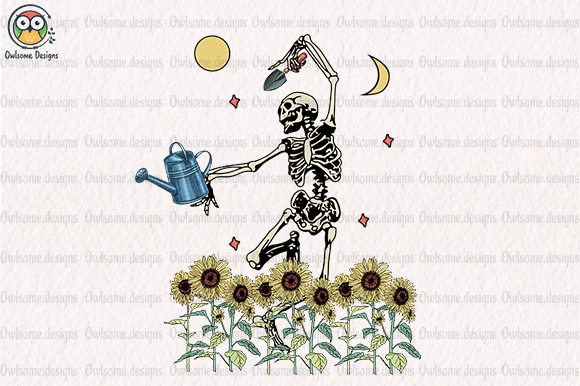 Funny skeleton gardening t-shirt design