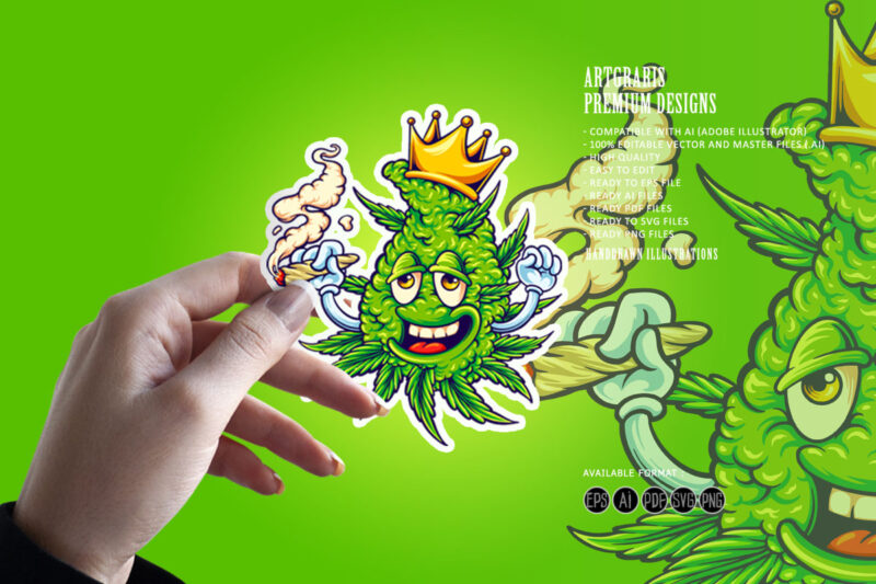 Weed crown with smoking marijuana SVG