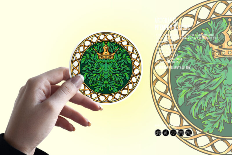 Crown weed leaf mandala ornament SVG