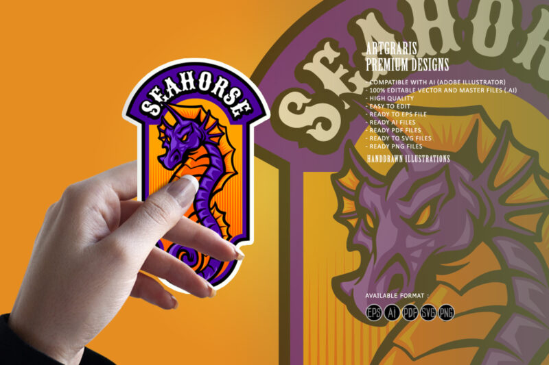 Seahorse esport logo mascot gaming