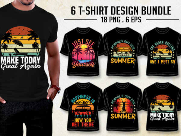 Summer beach t-shirt design bundle
