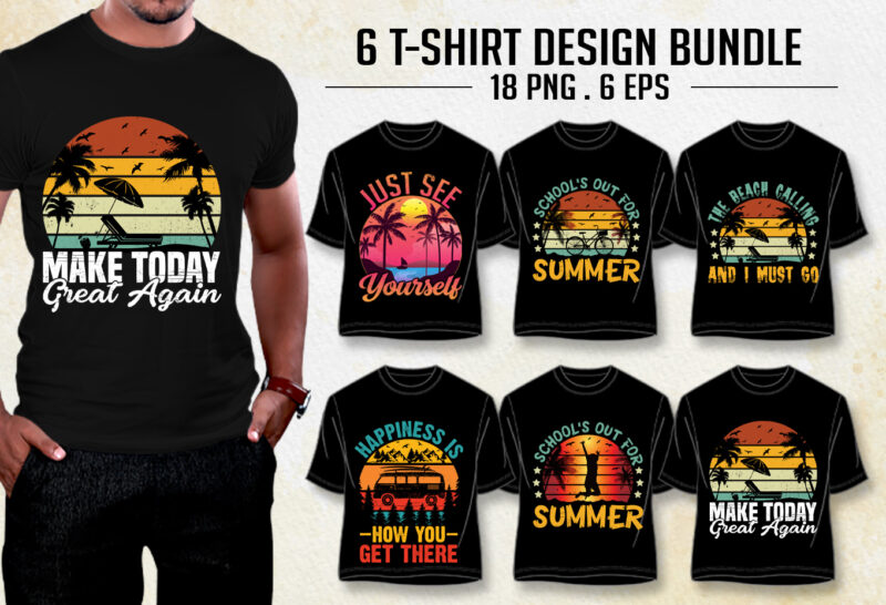 Summer Beach T-Shirt Design Bundle