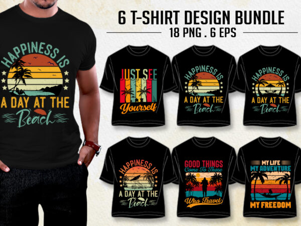 Summer beach t-shirt design bundle