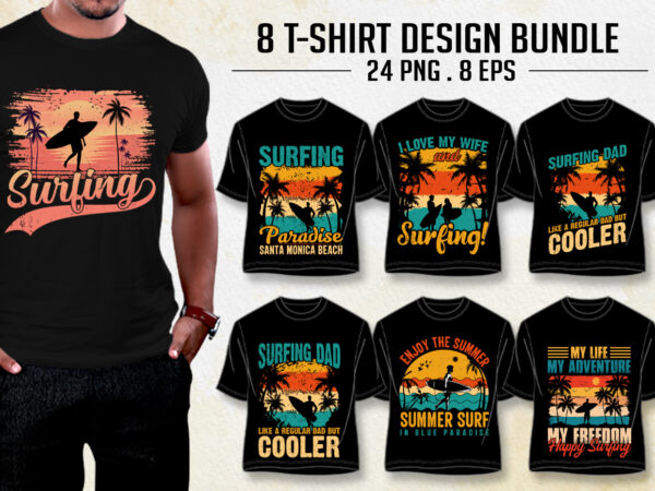 Surfing t-shirt design bundle