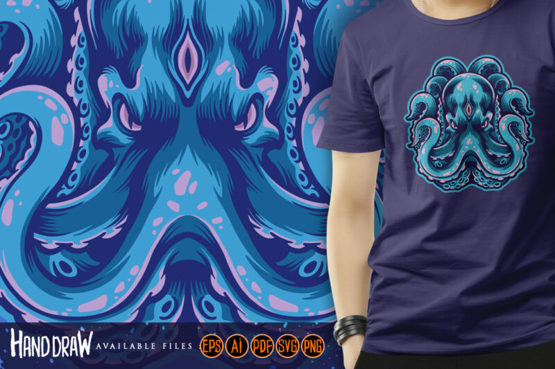 The Angry Octopus Mascot Logo Kraken Illustrations