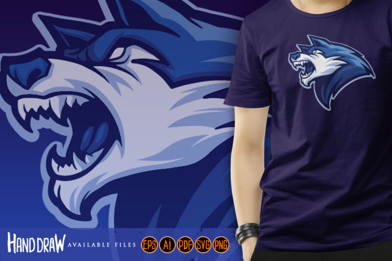 Wolf head blue logo mascot
