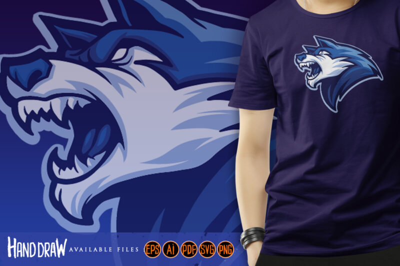 Wolf head blue logo mascot