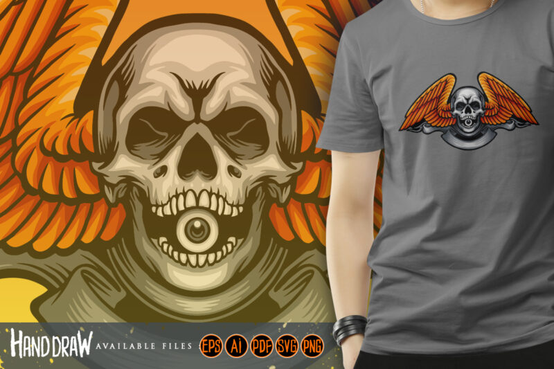 Wing skull eye logo mascot