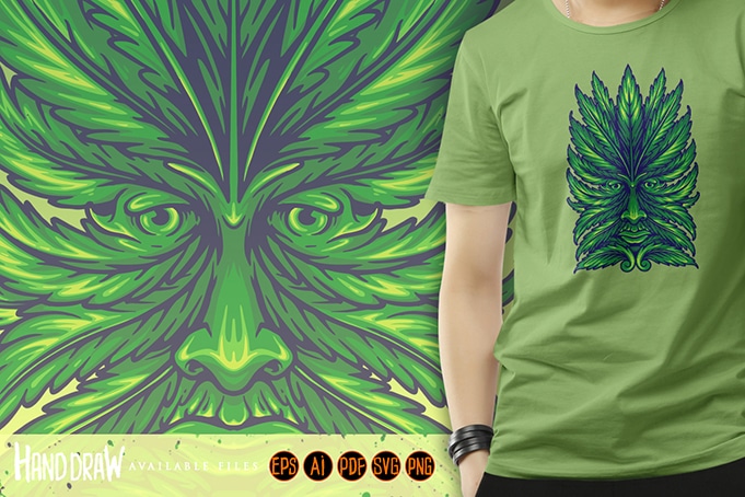 Face Man Weed Leaf Silhouette Svg Graphic by artgrarisstudio