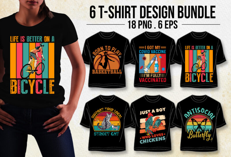 T-Shirt Design Bundle-Vintage Retro Sunset