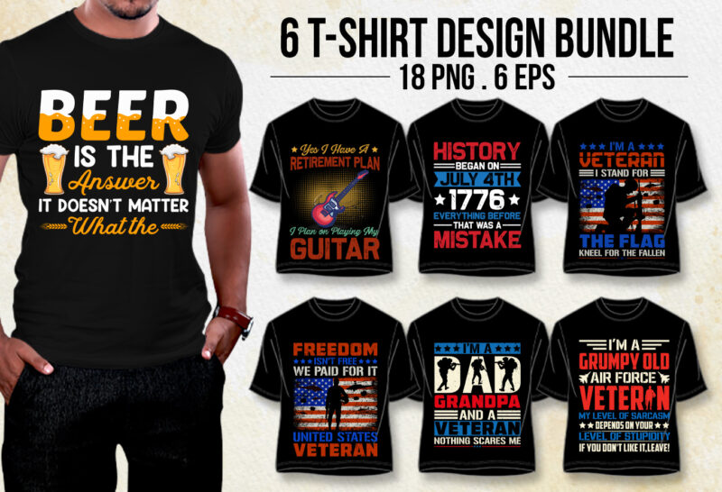 T-Shirt Design Bundle PNG EPS