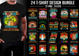 T-Shirt Design Bundle-Retro Vintage Sunset