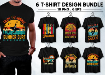T-Shirt Design Bundle-Retro Vintage Sunset