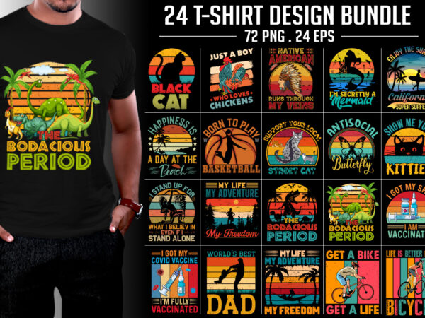 T-shirt design bundle-vintage retro sunset