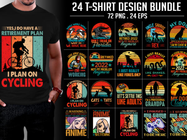 T-shirt design bundle-vintage retro sunset