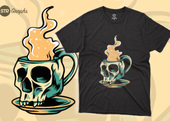 Coffee Skull – Retro Style t shirt vector file