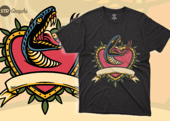 Snake Love – Retro Style t shirt template vector