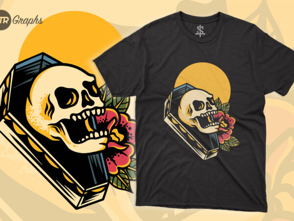 Skull – retro style t shirt template vector