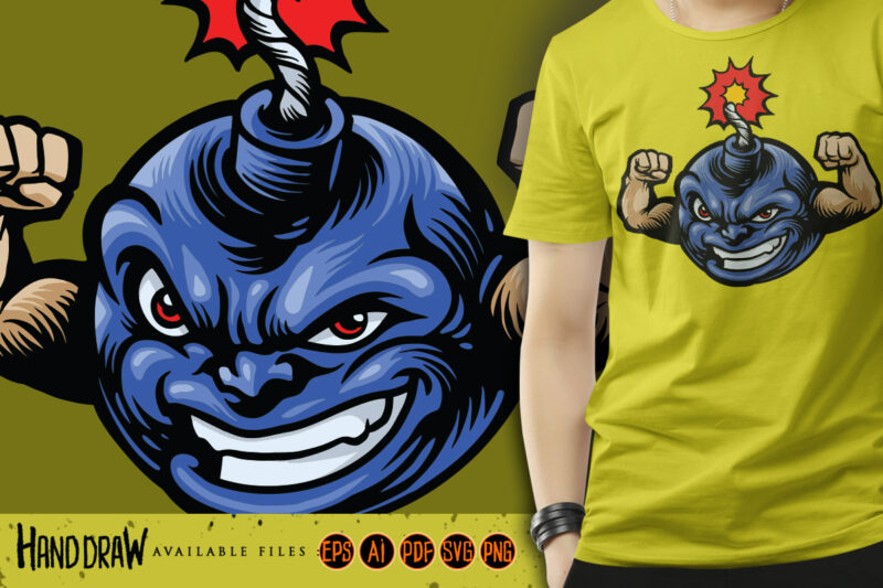 The Strongest Bomb Mascot Cartoon Style