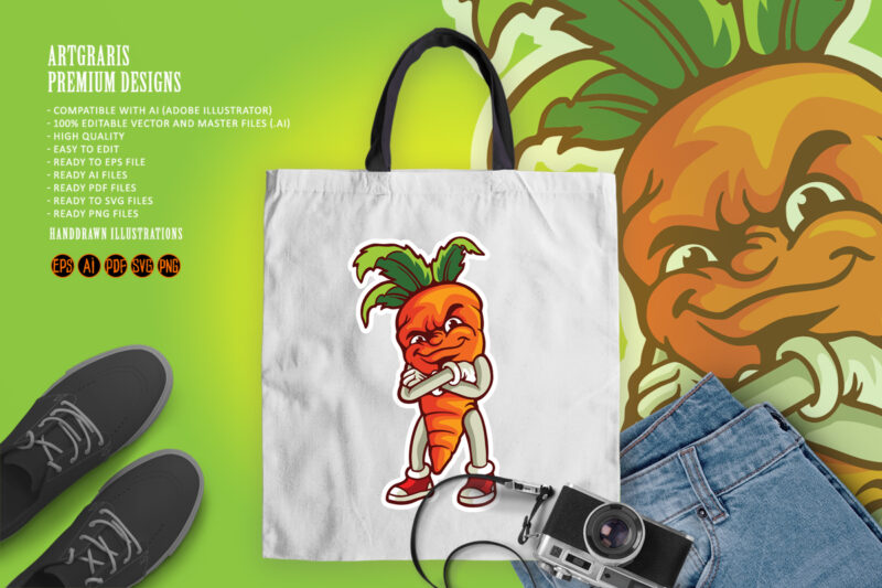 Vegetarian smile carrot logo mascot