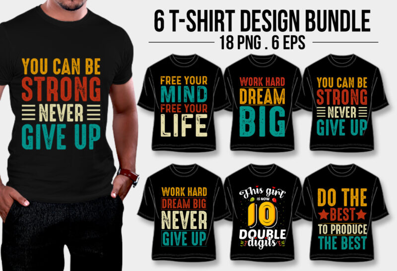 Typography T-Shirt Design Bundle For Pod