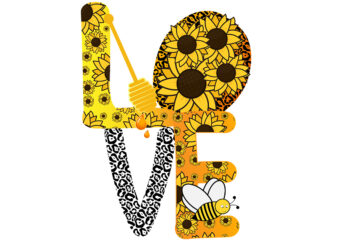 Sunflower Love with Honey Spoon t shirt template vector