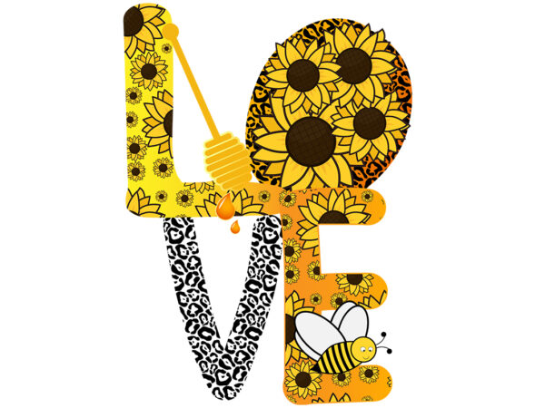 Sunflower love with honey spoon t shirt template vector