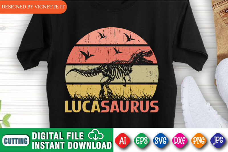 Luca Saurus Shirt, Happy Mother’s Day Shirt, Mother’s Day Shirt, Mother Dinosaur Skelton Shirt, Mother’s Day Flying Dinosaur Shirt, Mother’s Day Vintage Sunset Shirt Template