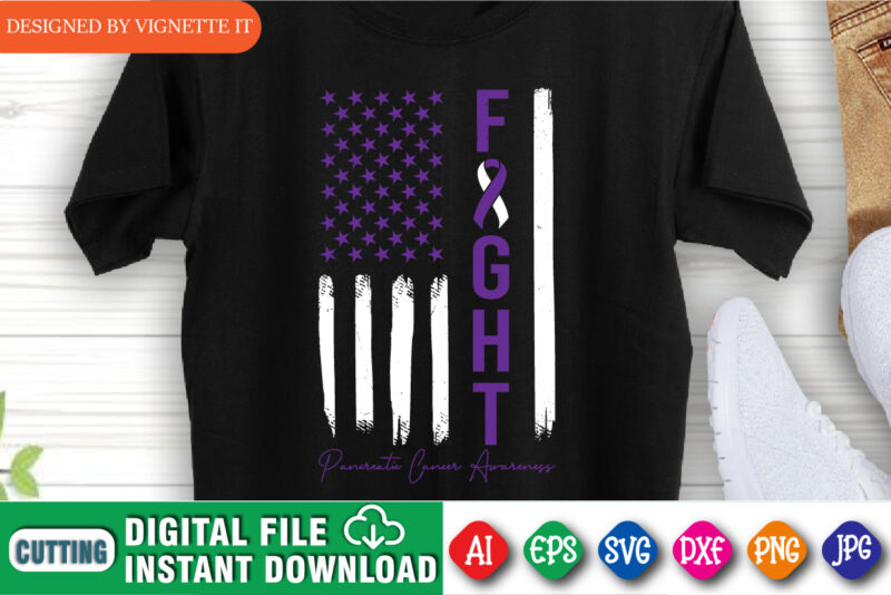 Fight Pancreatic Cancer Awareness Shirt, Awareness Shirt, Fight Shirt, Awareness USA Flag Shirt, Awareness American Shirt Template