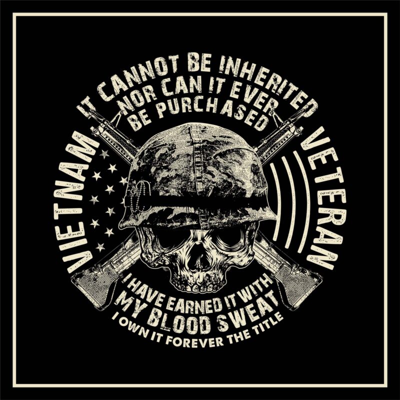 VIETNAM VETERAN WITH SKULL ILLUSTRATION GRAPHIC