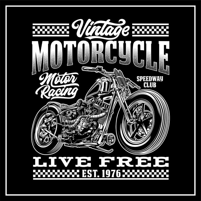 VINTAGE MOTORCYCLE ILLUSTRATION GRAPHIC