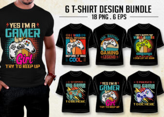 Video Gamer T-Shirt Design Bundle