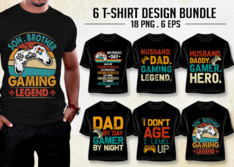 Video Gamer T-Shirt Design Bundle
