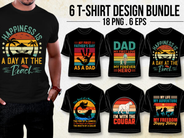 Vintage retro sunset t-shirt design bundle