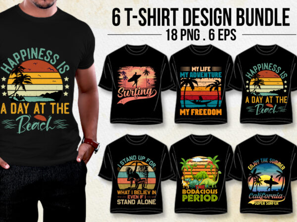 Vintage retro sunset t-shirt design bundle