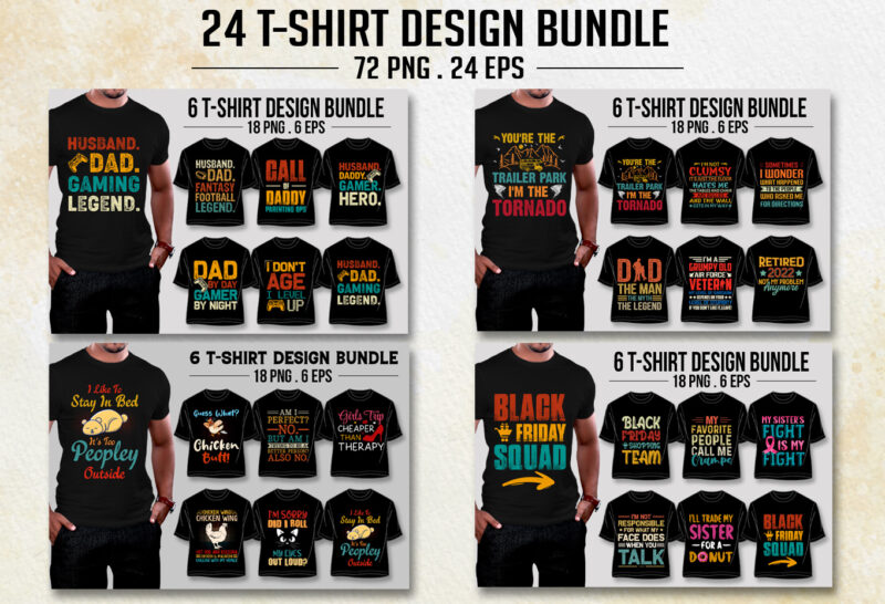 Vintage Typography T-Shirt Design Bundle