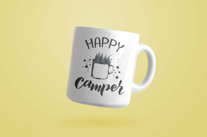 Happy Camper Mountain Cup Tshirt Design