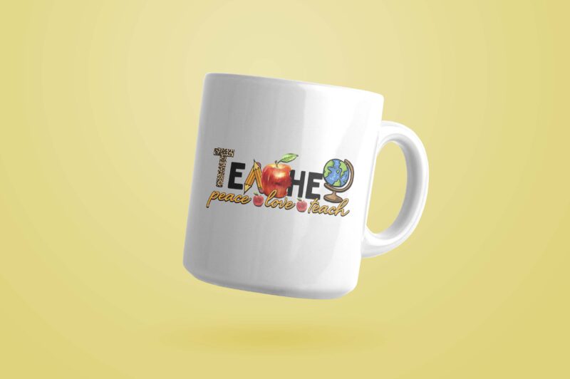 Teacher Peace Love Teach Tshirt Design