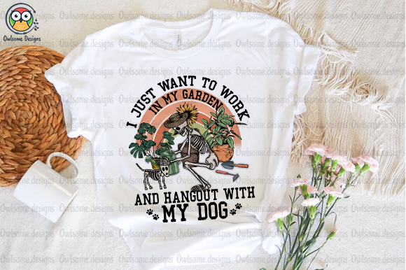 Work in Garden with My Dog T-Shirt Design