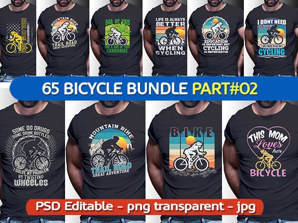 65 bicycle part#02 vintage retro tshirt designs bundle editable