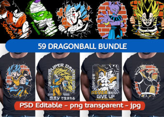 59 ANIME DRAGONBALL tshirt designs bundle