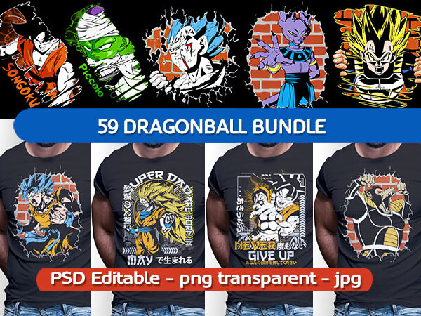 59 anime dragonball tshirt designs bundle