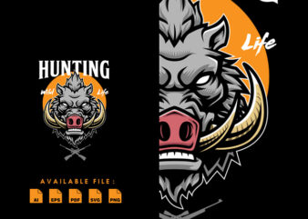 Hunting Willd Boar Tshirt Design