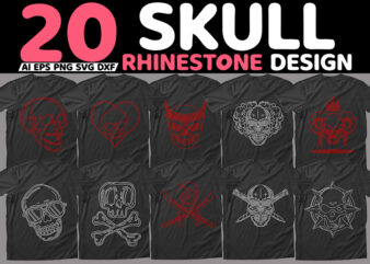 Best selling printable skull rhinestone design bundle for commercial use.