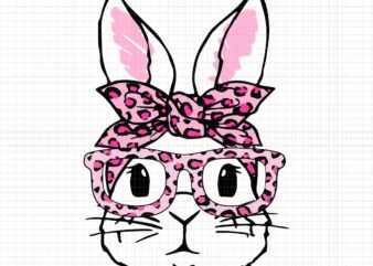 Cute Bunny Face Leopard Glasses Headband Happy Easter Day Svg, Cute Bunny Face Svg, Happy Easter Day Svg, Bunny Face Leopard Glasses Png t shirt vector file