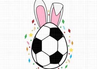 Easter Soccer Ball Egg Svg, Bunny Ears Svg, Egg Bunny Svg, Easter Day SVg vector clipart