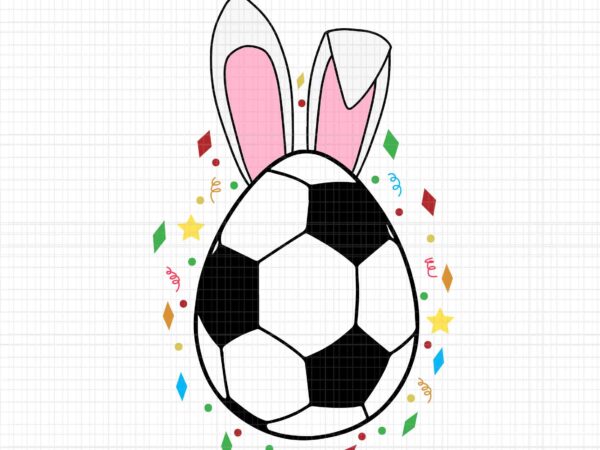 Easter soccer ball egg svg, bunny ears svg, egg bunny svg, easter day svg vector clipart