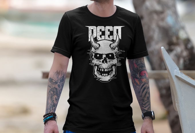 Skull Glitch Deep Tshirt Design
